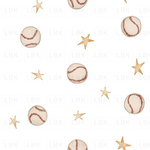 Baseball And Stars - White
