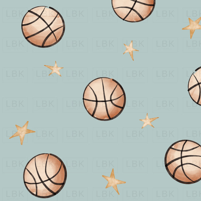 Basketball And Stars - Dusty Blue
