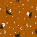 Black Cats Halloween Fabric On Dark Burnt Orange
