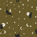 Black Cats Halloween Fabric On Dark Olive