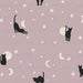 Black Cats Halloween Fabric On Lilac