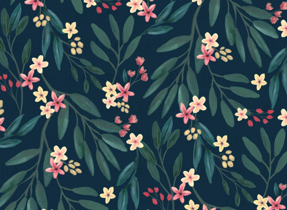 Blooms And Branches On Navy