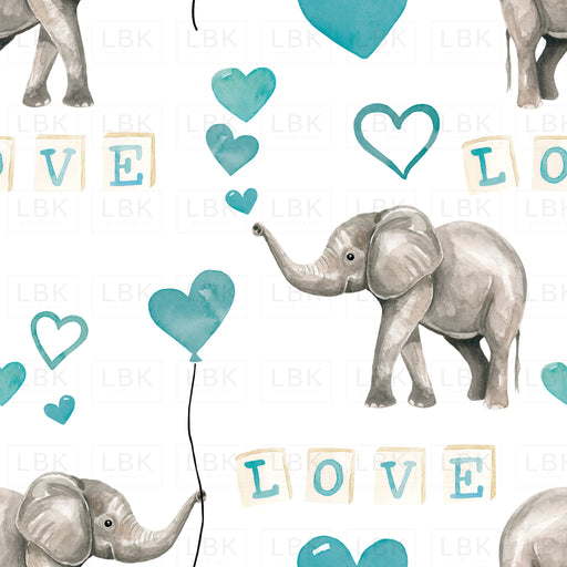 Blue Valentines Watercolor Elephant