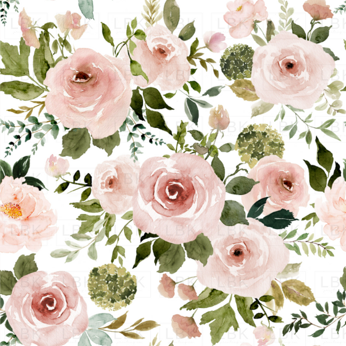 Blush and Moss Watercolor Floral