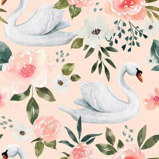 Blush Pink Vintage Spring Swan Floral