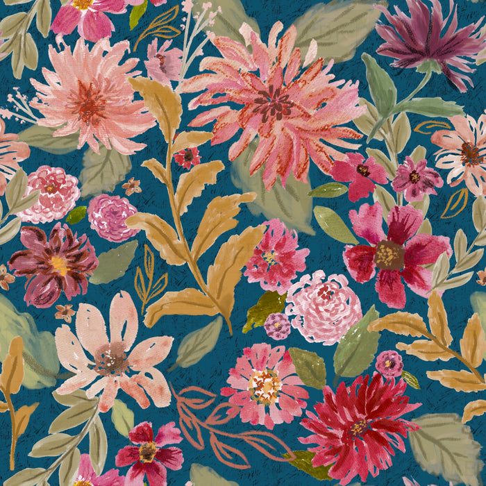 Boho blooms in jewel blue