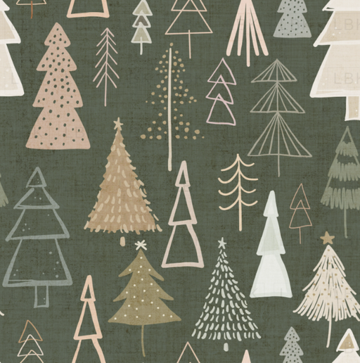 Boho Modern Christmas Trees Neutral On Olive