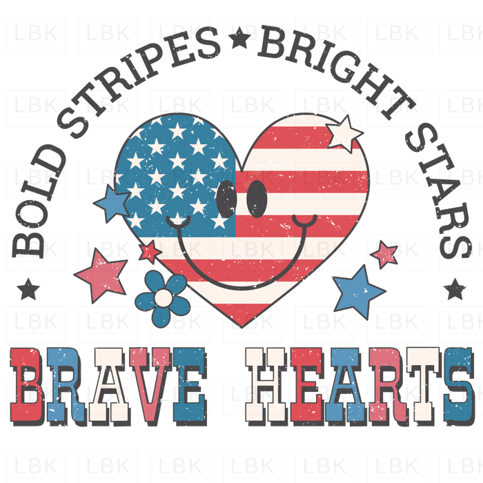 Bold Stripes Bright Stars Brave Hearts - Distressed