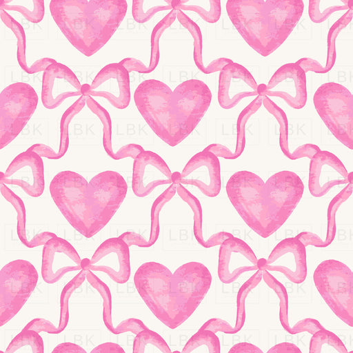 Bow Trellis Hearts Pink And White