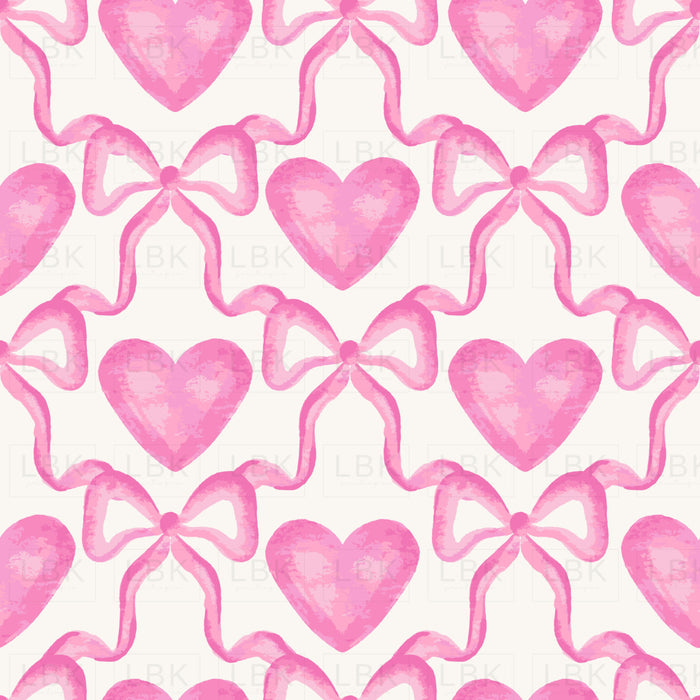 Bow Trellis Hearts Pink And White