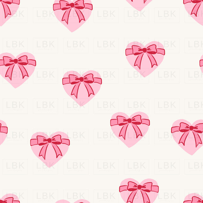 Bow Wrapped Hearts Pink On White