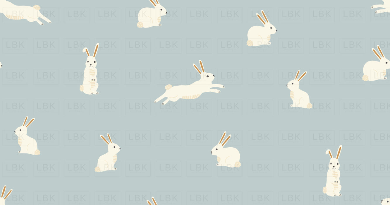 Bunny Rabbits On Pale Blue