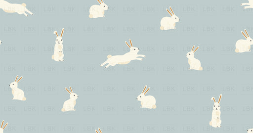 Bunny Rabbits On Pale Blue