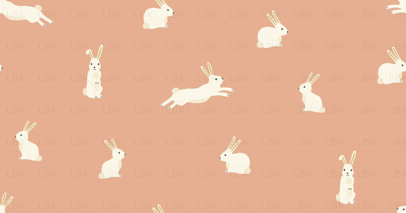 Bunny Rabbits On Peach