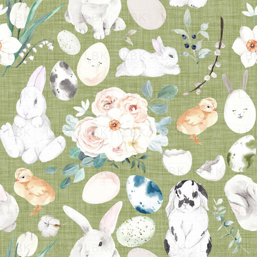Bunny Trail On Mossy Linen