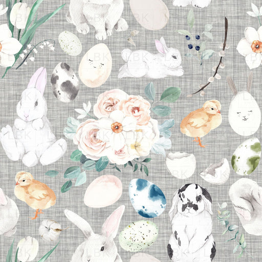Bunny Trail On Silver Linen