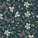 Butterfly Garden Floral Muted_navy blue