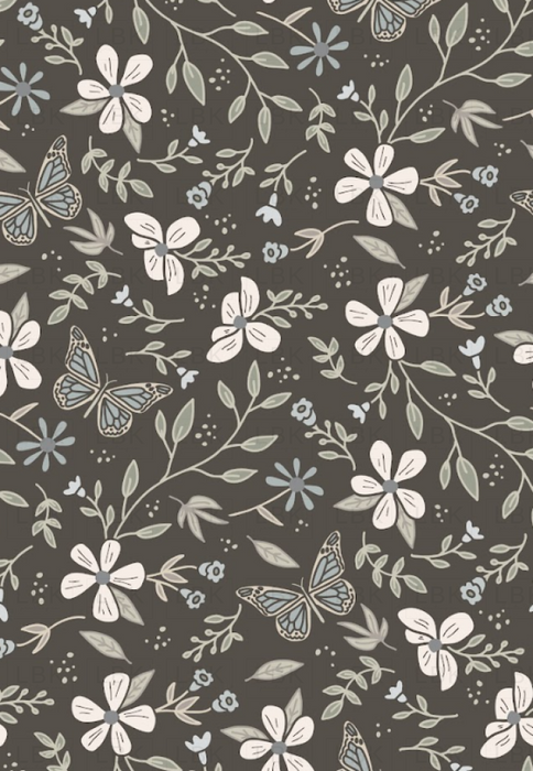Butterfly Garden Floral Muted- soft black