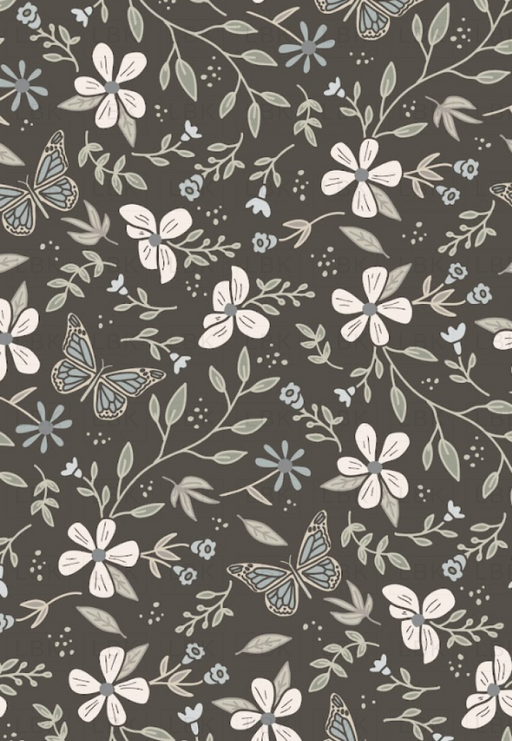 Butterfly Garden Floral Muted- soft black