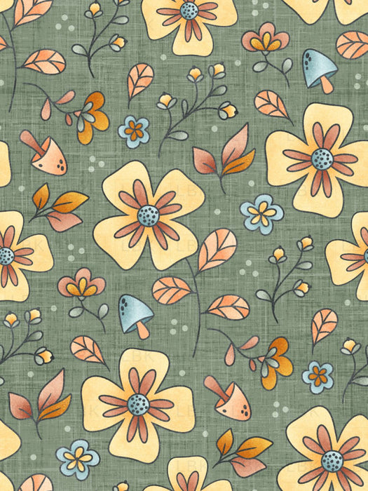 Candy Corn Harvest Floral Green