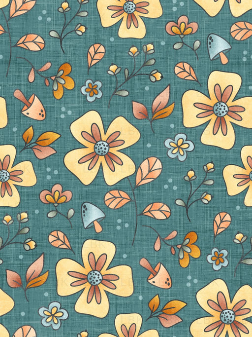 Candy Corn Harvest Floral Teal