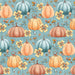 Candy Corn Harvest Pumpkin Floral Blue