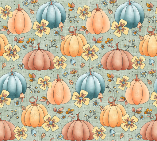 Candy Corn Harvest Pumpkin Floral Light Green