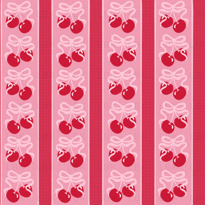 Cherry Gingham Stripe Pink