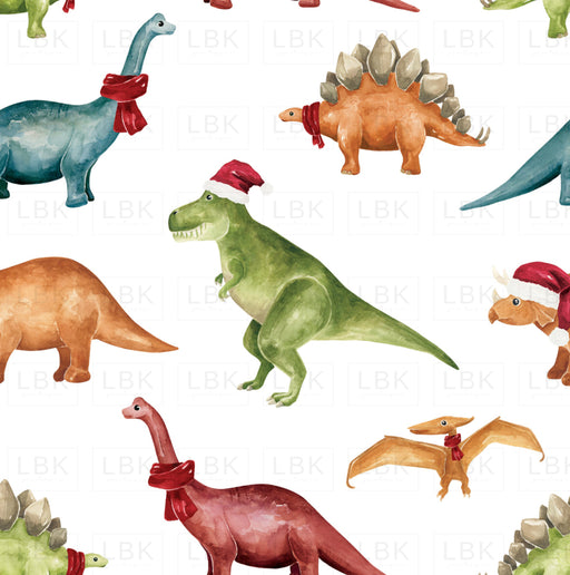 Christmas Dinos Multicolor Fabric