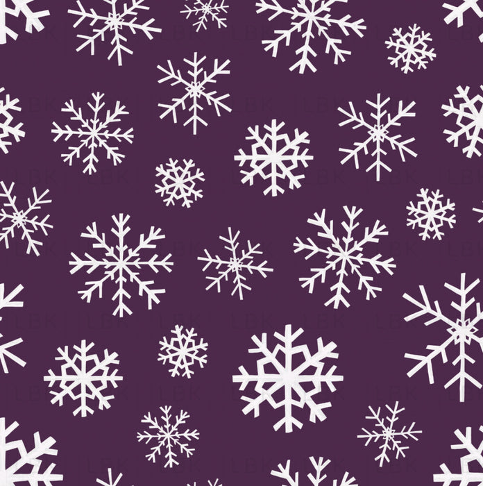 Christmas Dinos Snowflakes Dark Purple Fabric