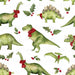 Christmas Dinos Winter Green White Fabric