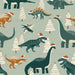 Christmas Dinosaurs In Emerald And Pine Green With Santa Hats
