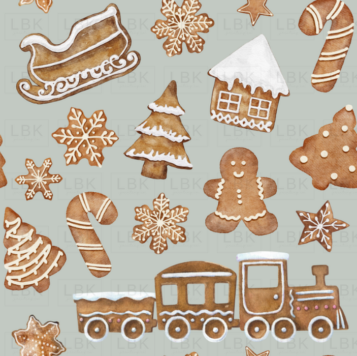 Christmas Gingerbread Cookies On Sage Gray