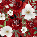 Christmas Roses And Florals On Red