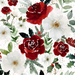 Christmas Roses And Florals On White