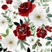 Christmas Roses And Florals On White