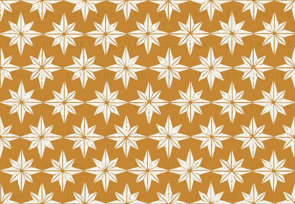 Christmas Star Tiles On Golden Yellow Large