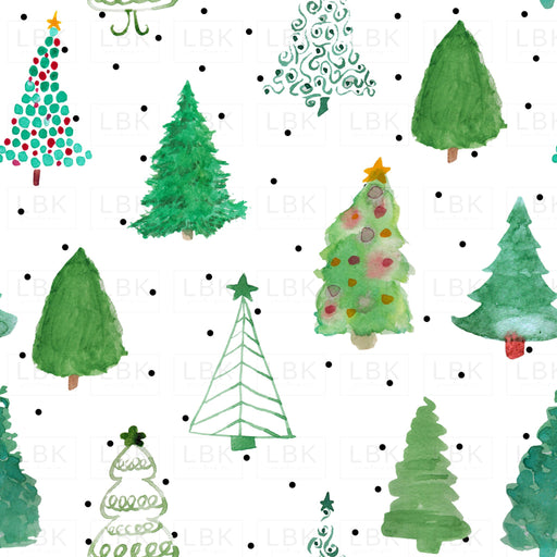 Christmas Trees Linen With Black Dots