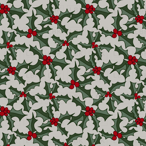 Classic Christmas Holly Grey