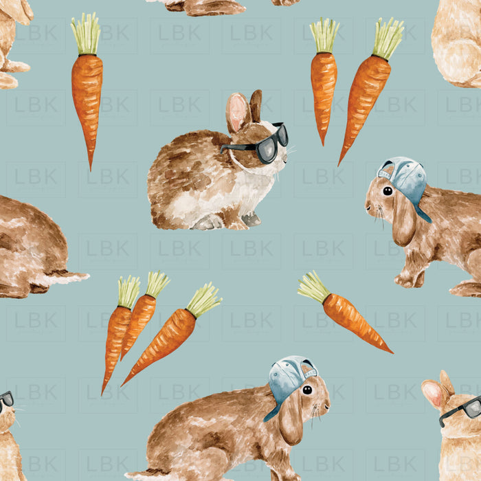 Cool Bunnies And Carrots On Blue