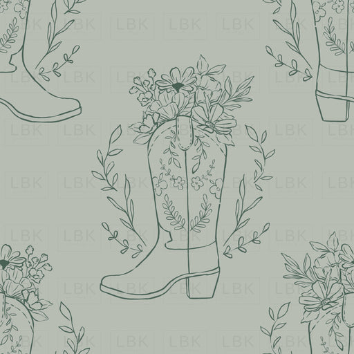 Cowgirlboot_Drawing_Mintblue