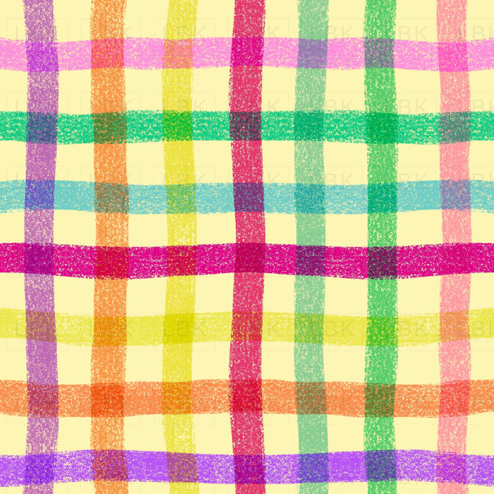 Crayon multi plaid post it yellow