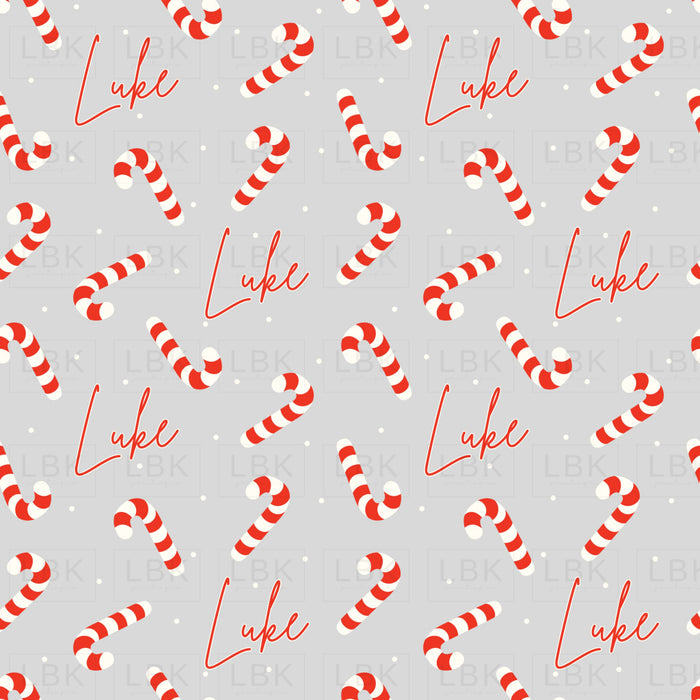 Custom Name Candy Cane On Grey