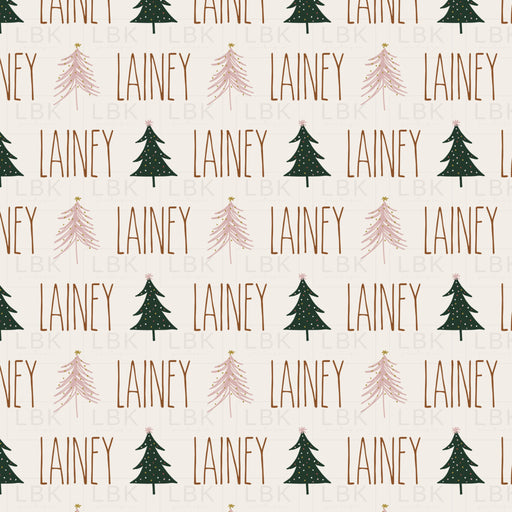 Custom Name Light Pink Christmas Fabric