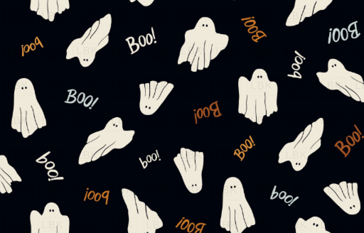 Cute Halloween Boo Ghosts On Black