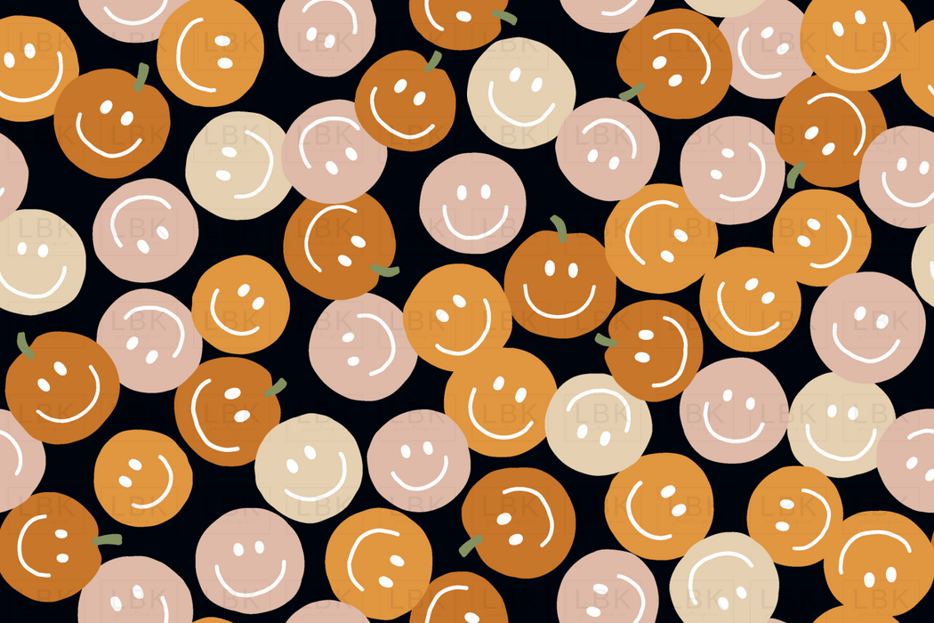 Cute Smiley Halloween Pumpkins In Orange And Pink On Black