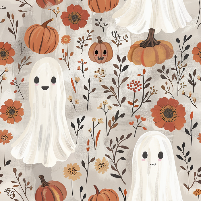 Cute Ghosts with Pumpkins