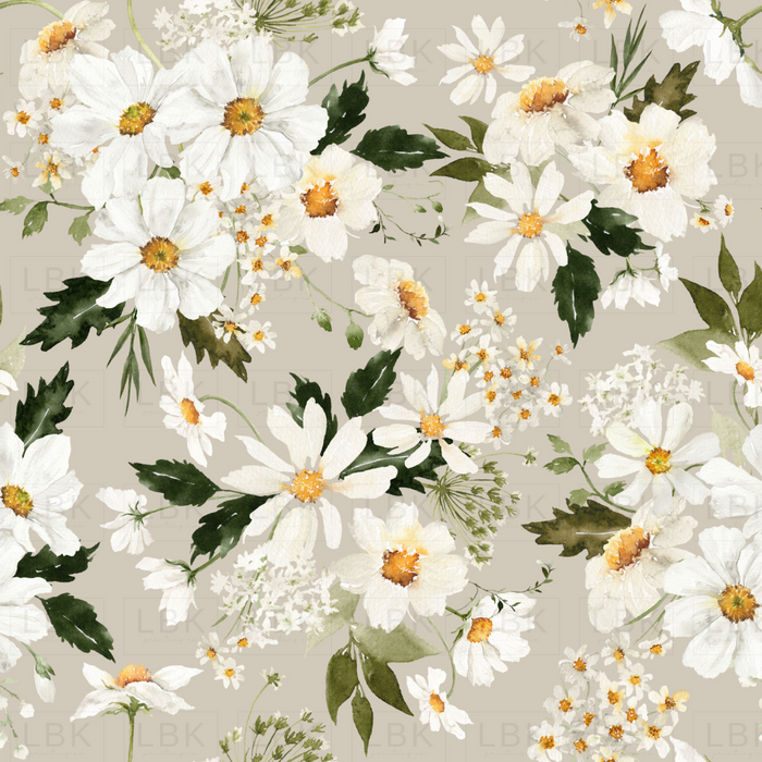 Daisy Floral On Greige