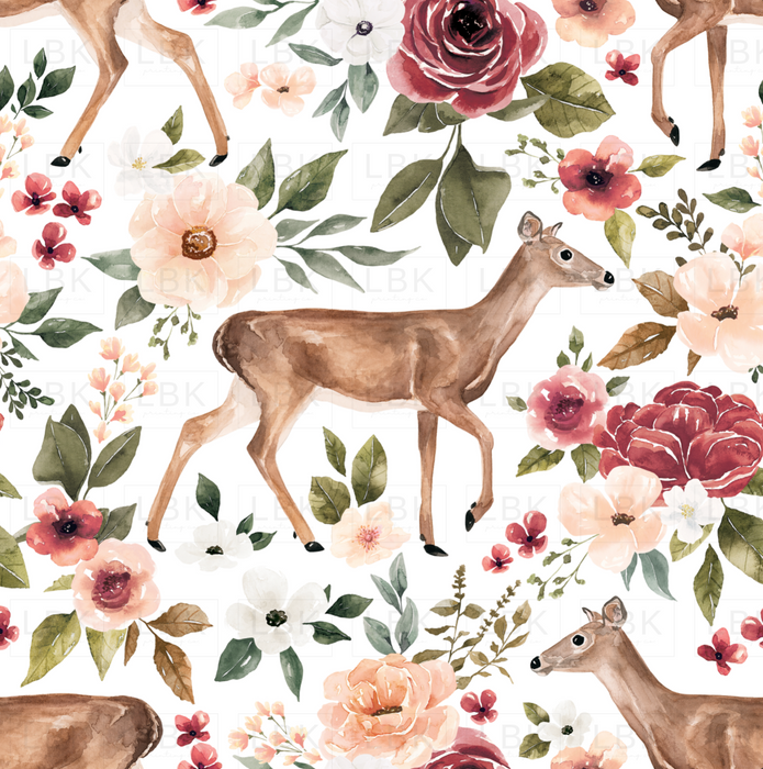 Deer Floral White