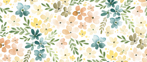 Ditsy Floral Aqua Flowers On White